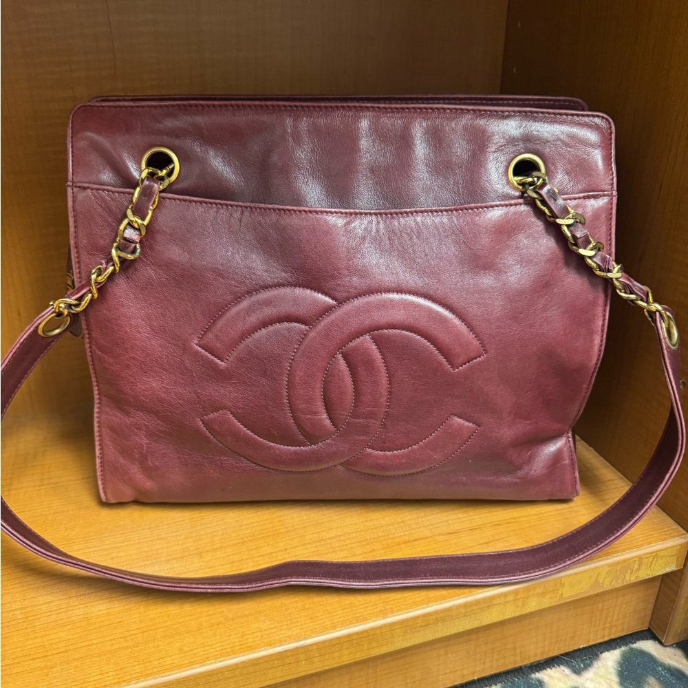 Chanel Burgundy Leather Shoulder Bag